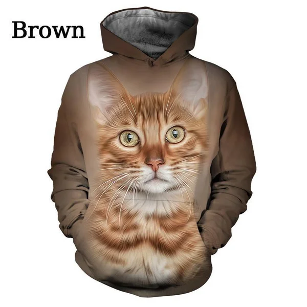 

2023 New Arrival Cute Cat 3D Print Hoodie Fashion Couple Animal Print Pullover Long Sleeve Hoodie