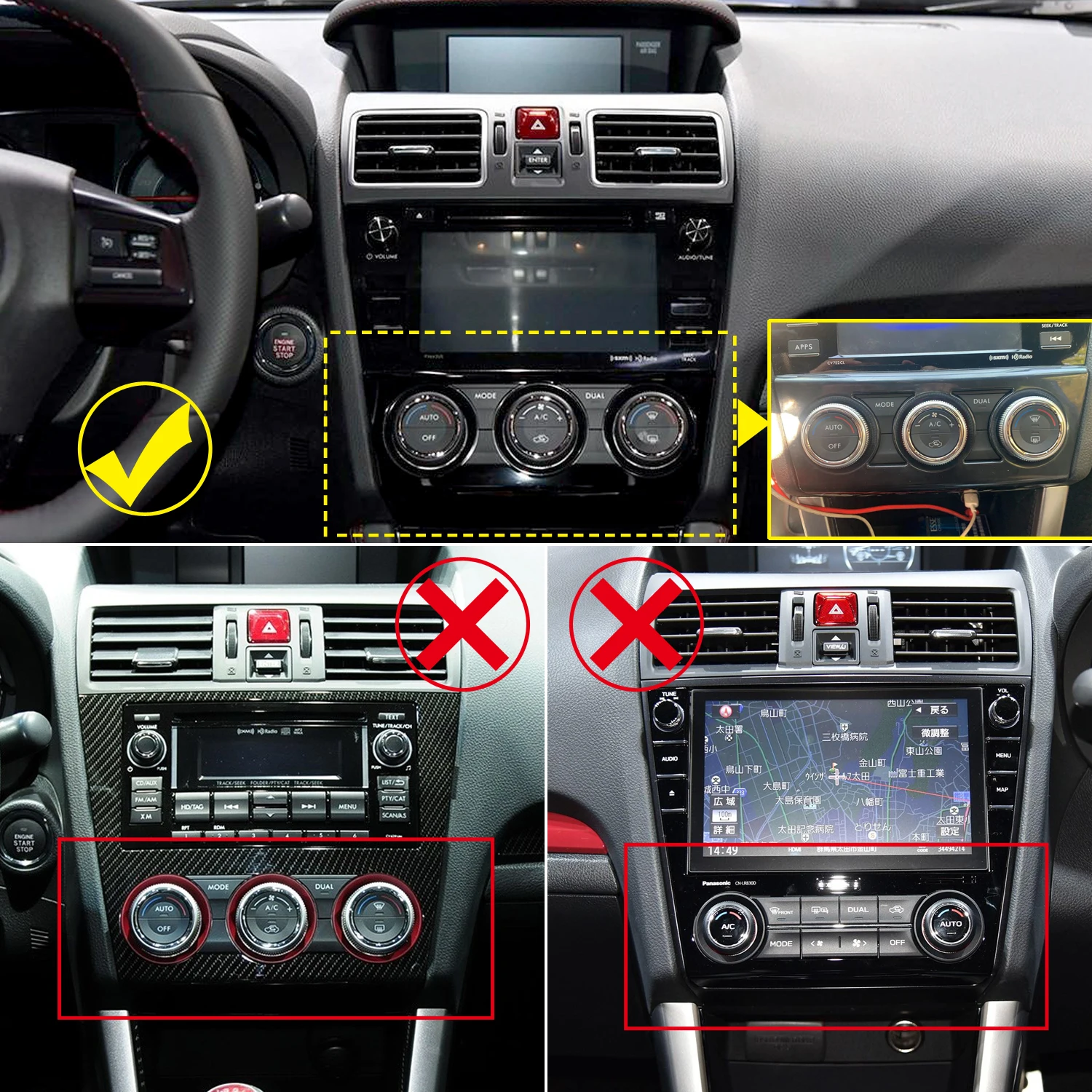 스바루 WRX STi 용 자동차 액세서리 2016 2017 2018 2019 2020 탄소 섬유 인쇄 인테리어 에어컨 손잡이 커버 트림 1pcs