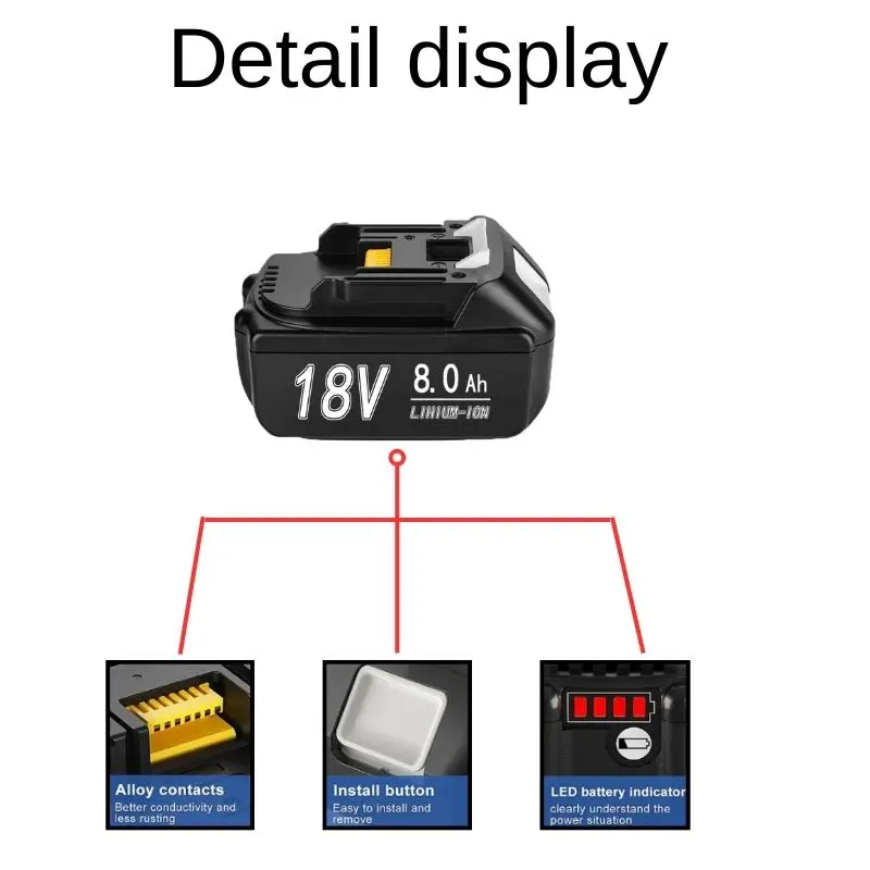 Power tool battery 18V 12.0Ah Makita Original LED lithium ion replacement LXT BL1860B BL1860 BL1850 Makita rechargeable
