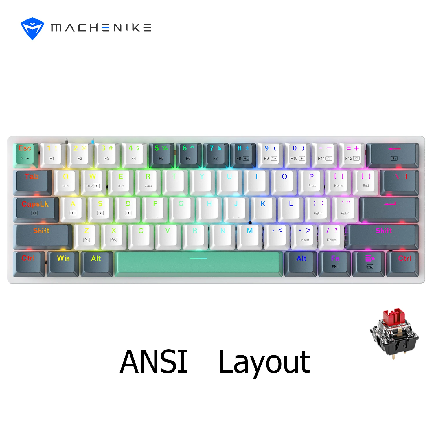 Machenike K500-B61W Tri-mode Mechanical Keyboard 60% ANSI Latam-ES Layout Wireless Hot-swap Gaming Keyboard For PC Gamer