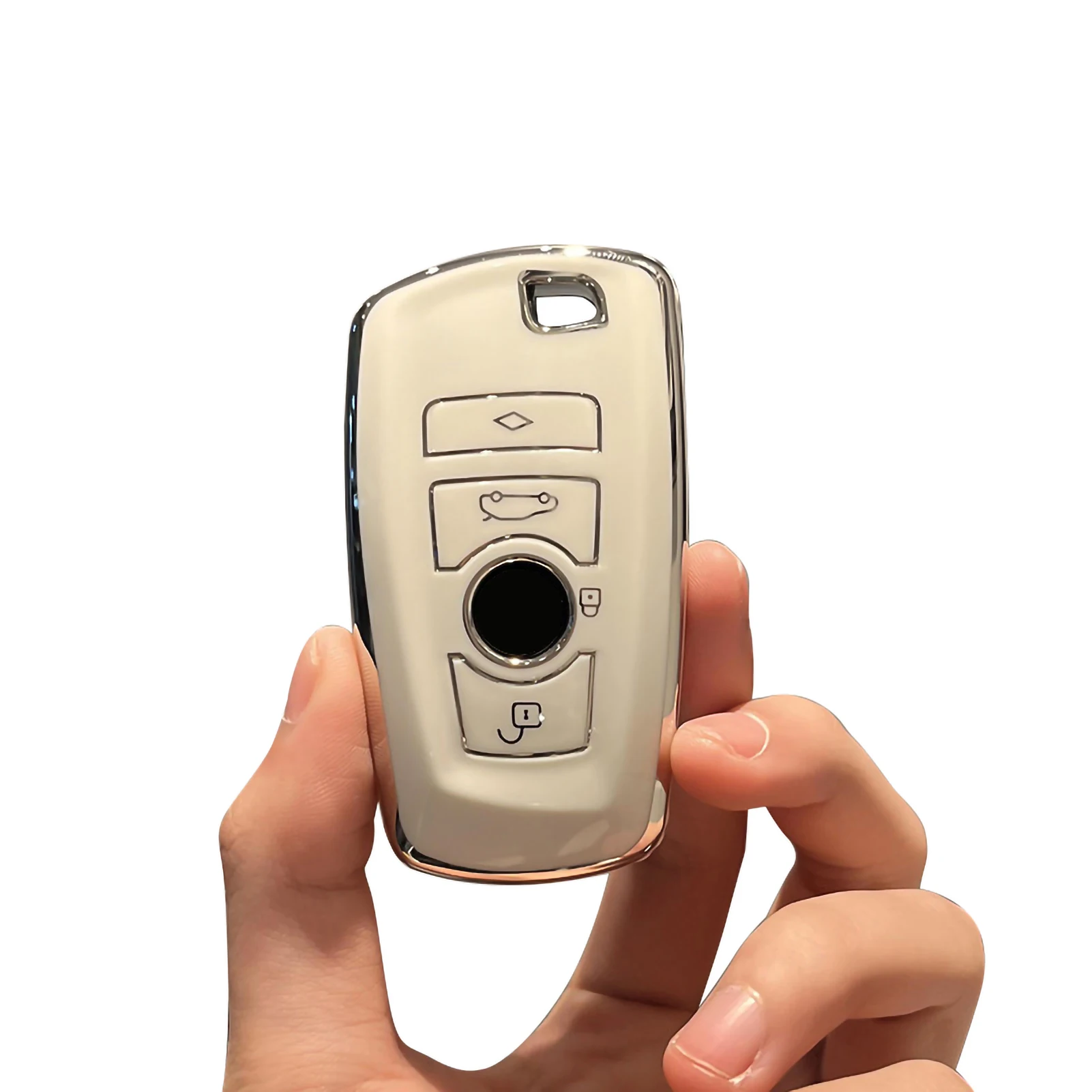

TPU Silver Edge Style Car Key Case Cover Shell Fob For BMW X3 X5 X6 F30 F34 F10 F20 G20 G30 G01 G02 G05 F15 F16 1 3 5 7 Series