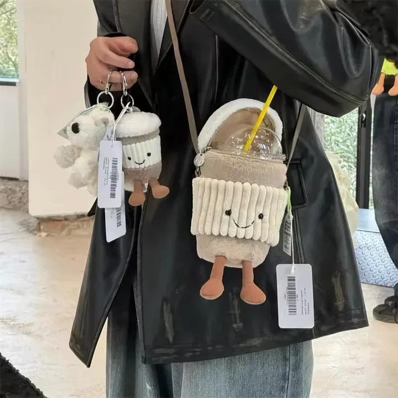 Plush Toy Plush Toy Accessories Plush Handbag Cute Keychains Replica Cartoon Coffee Milk Tea Bag Interesting Pendant Plush Toy Keychain Dolls Accompanying Cups Crossbody Plush Bags