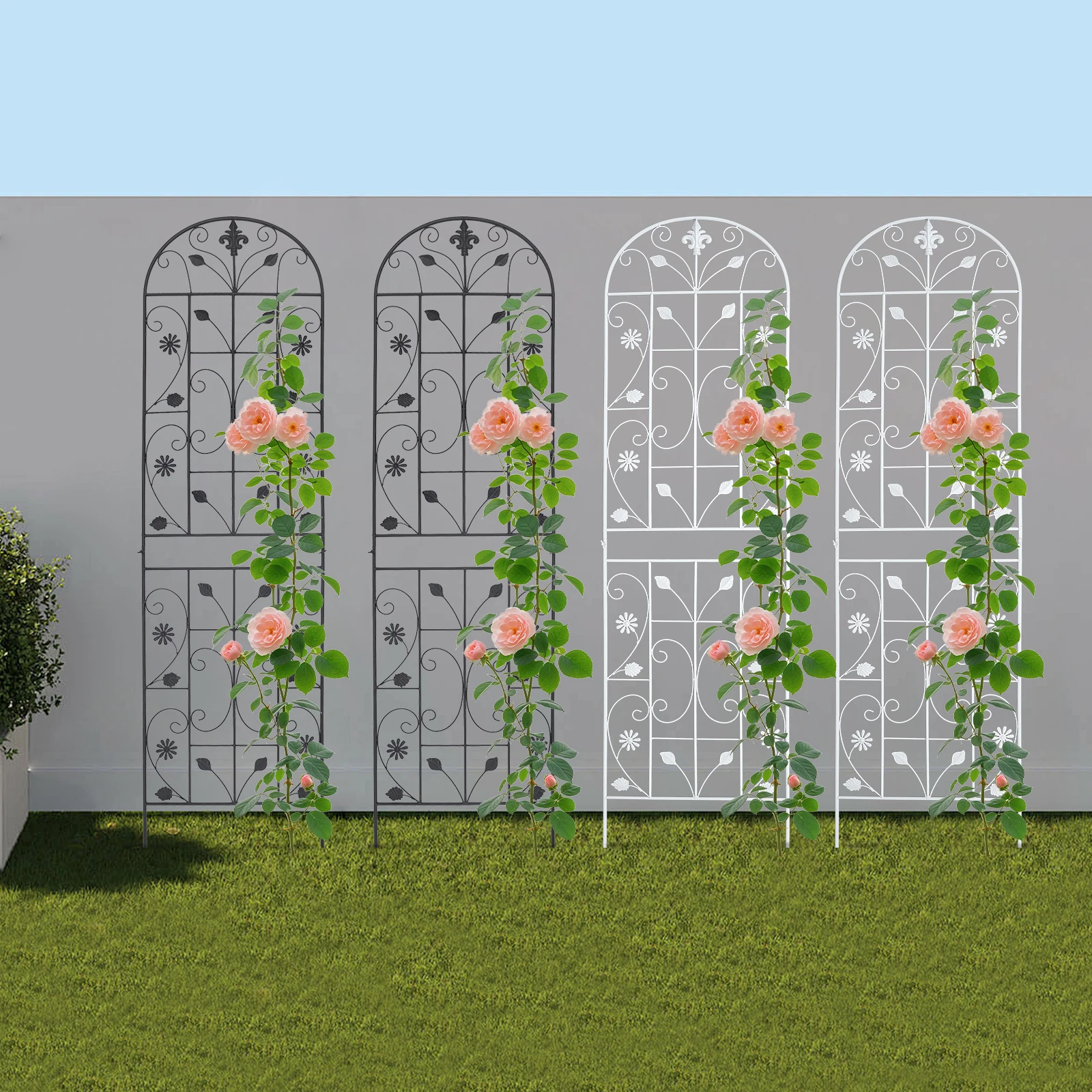 2 Stück 180 x 50 cm Gartenspalier-Pflanzen-Klettergerüst aus Eisen für verschiedene Einstellungen wie Innenhöfe und Balkone – Detail 1