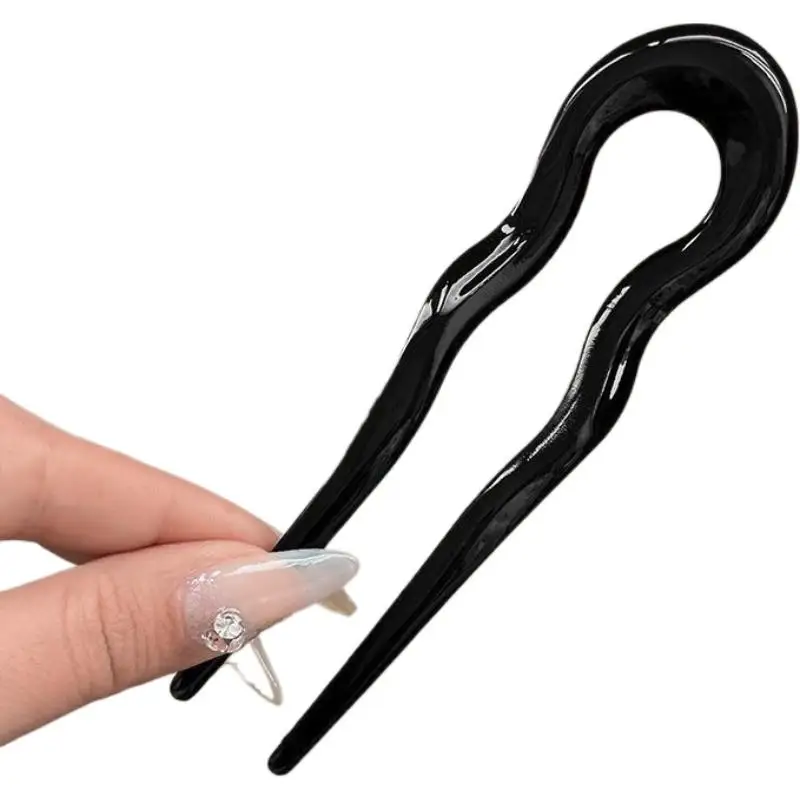 1 stücke U-Förmigen Haar Gabel Mode Schildpatt Acetat Haarnadel Einfache Mode Geometrische Design Kopfbedeckung Elegante Temperament – Detail 20