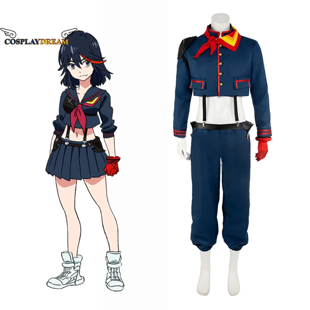 

KILL la KILL Cosplay Ryuko Matoi Costume Men's Navy Uniform Halloween Carnival Cosplay Costume Long Sleeves Shirt and Pants Set