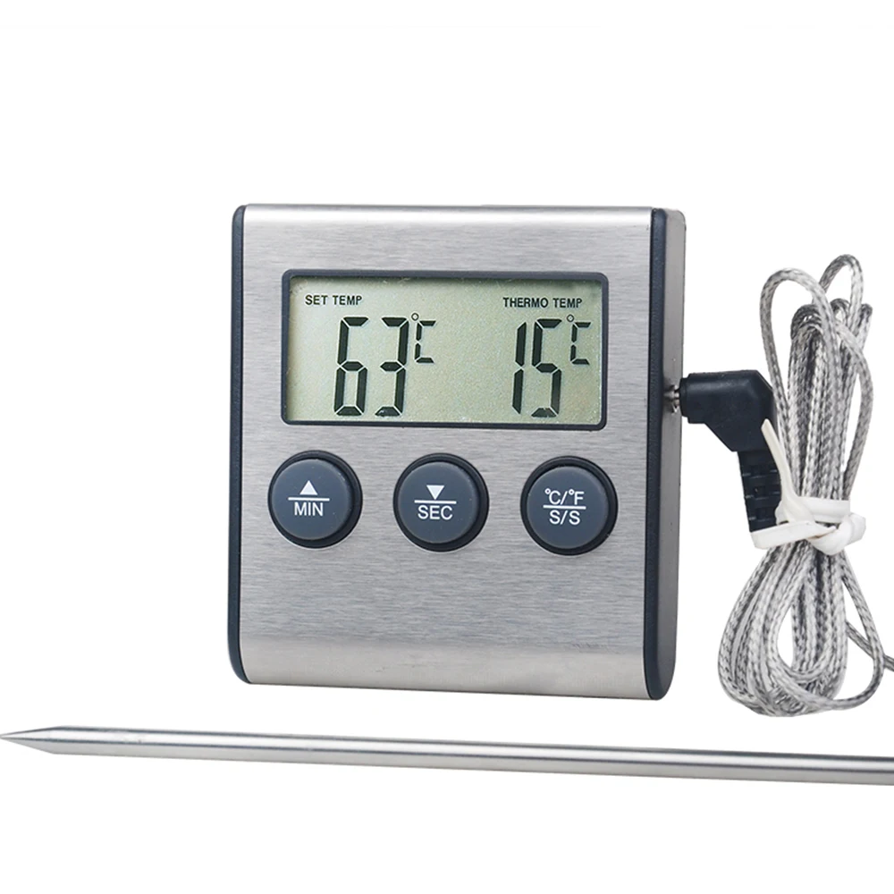 

TP700 Probe Thermometer BBQ Barbecue Thermometer Food Thermometer Timer Alarm Function Shipped with Battery For Home