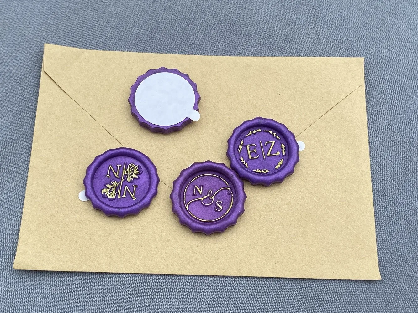 Custom Adhesive Wax Seal Stickers Hand Pressed - 1 1/4 2 Letter Monogram  Victorian Intertwine