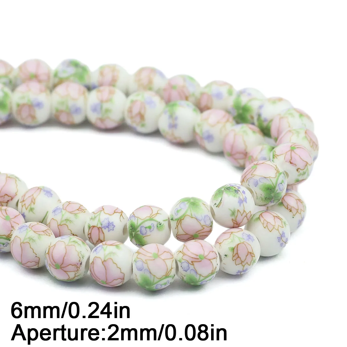 20pcs Multicolor Floral Oblate Ceramic Spacer Beads