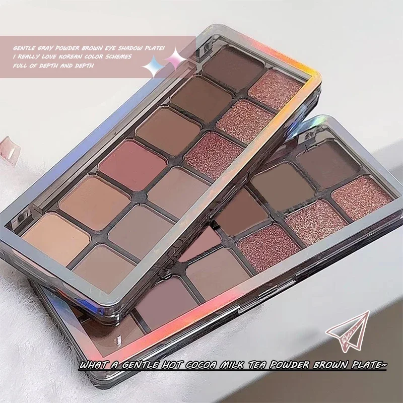 12 Colors Eyeshadow Palette Waterproof Sweatproof Matte Glitter Pearlescent Earth Color Eyeshadow Makeup