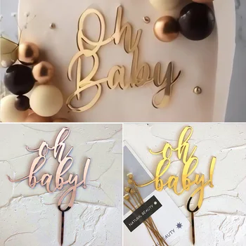 아 아기 아크릴 케이크 토퍼, 생일 파티 장식, 소년 소녀, 성별 공개, 디저트 장식, 1 개, 3 개, 5 개