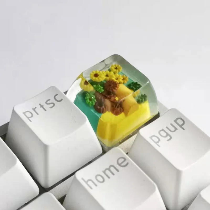 

Personality Custom Resin Keycaps Mechanical Keyboard Backlit Resin Creative Sunflower Keycaps