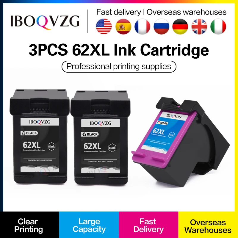 Iboqvzg 62Xl Cartuccia Di Inchiostro Compatibile Per Hp 62 Xl Funziona Con Hp Envy 5540 5640 7640 5646 5541 5740 5742 5745 200 250 Stampante