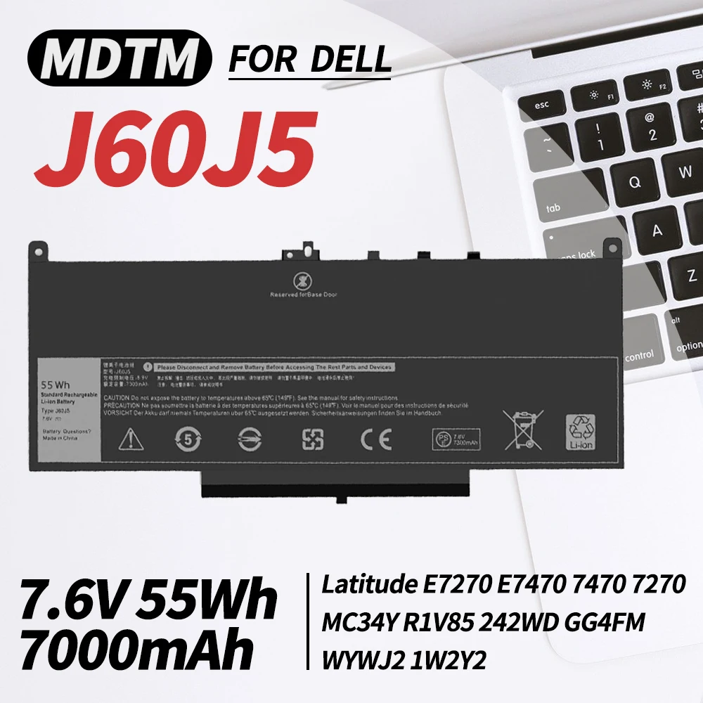 Laptop Batterij Voor Dell J60j5 E7470 E7270 Mc34y Wywj2 451-bbsy 451-bbsu R1v85 242wd 1w2y2 Pdnm2 F1ktm 5f 08V Gg4fm Nj2h R97yt