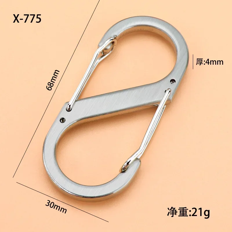 1pcs Stainless Steel S Type Carabiner with Lock Mini Keychain Hook Anti-Theft Outdoor Camping Backpack Buckle Key-Lock Tool 4