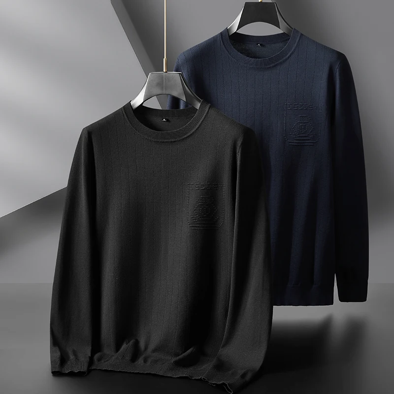 8XL 7XL 6XL 2023 New Fall Winter High End Cashmere Sweater Men Long Sleeve O-Neck Mens Pullover Sweaters Keep Warm Pull Homme 3