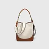 Fashion Panelled Canvas Bucket Bag Designer Women Handbags Luxury Pu Leather Shoulder Crossbody Bags with Wide Strap Tote Purses 1