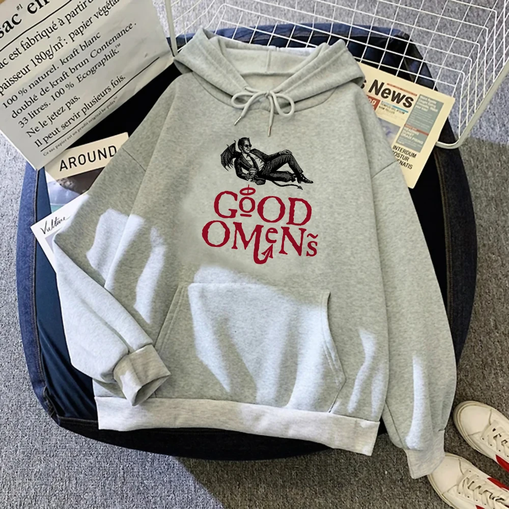 

Good Omens hoodies women anime vintage Hood sweatshirts female graphic sweater