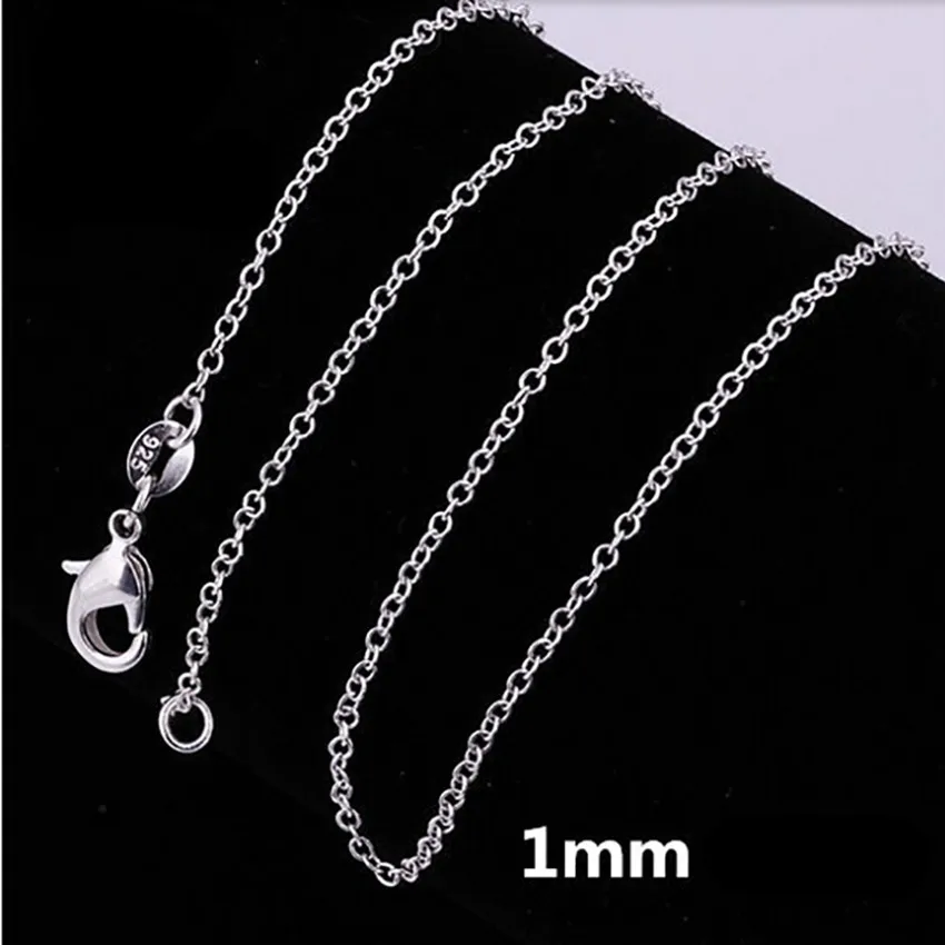 10PCS 925 sterling silver 1MM Rope circle chain necklace for women 45-60CM fashion party wedding Jewelry Christmas gifts