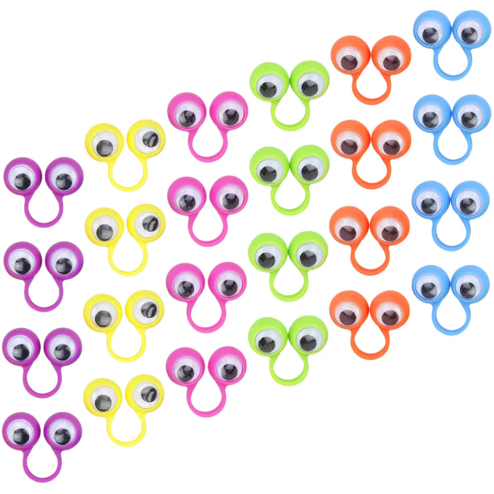 24Pcs Eye Finger Puppets Eyeball Rings Kids Toy Plastic Puppet Party Favor Educational Play Set Improves Bonding Creativity