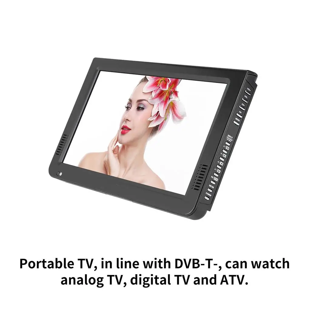 US Plug Portable Television 1080P Music Memory Card VGA AV Video Player Travel HD Rechargeable Screen TV 10 Inch