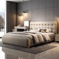 Lit de camping pliable de luxe 150x200cm, cadre de lit super king size, ensemble complet de meubles de chambre à coucher modernes pour adultes, style nordique pour la maison 3