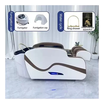 Poltrona per lavaggio capelli professionale moderna per salone spa con vaporiera Lettino da massaggio con shampoo cinese tailandese per terapia della testa e trattamenti spa 1
