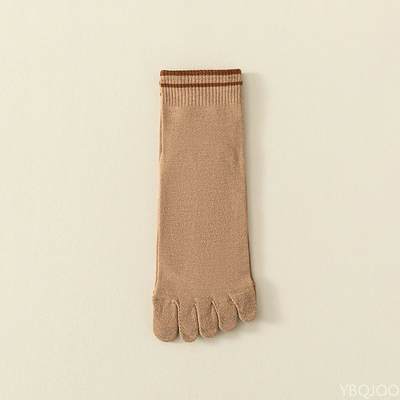 5 Paar modische, vielseitige Fünf-Finger-Socken für Damen, Baumwoll-Zehensocken mit separaten Fingern, Waden-Crew-Sportsocken, mittlere Röhrensocken – Detail 8