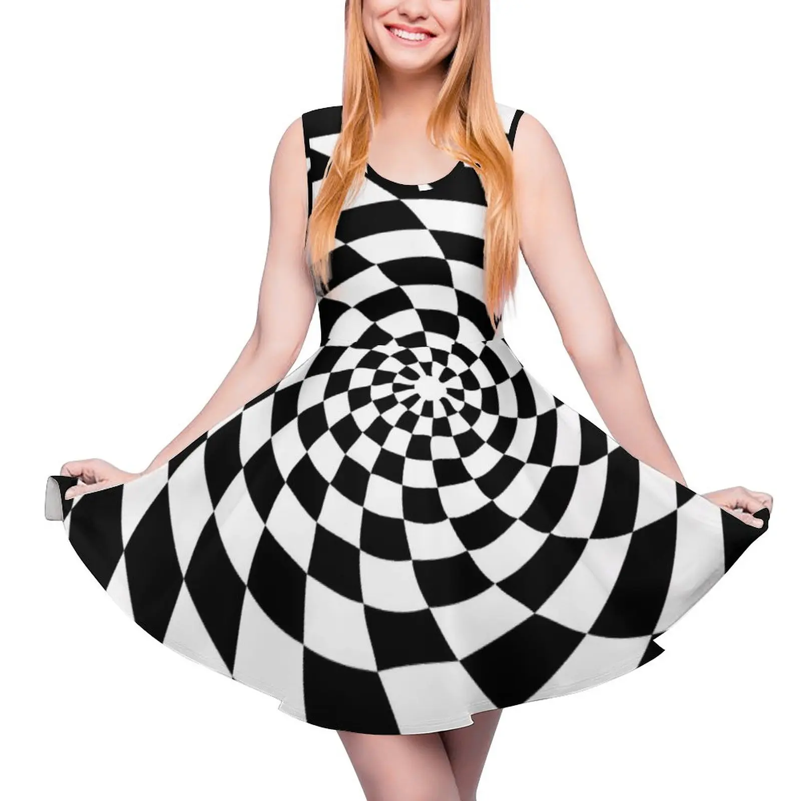 

Оптическая иллюзия Op Art черно-белое платье без рукавов платья невесты платье для женщин