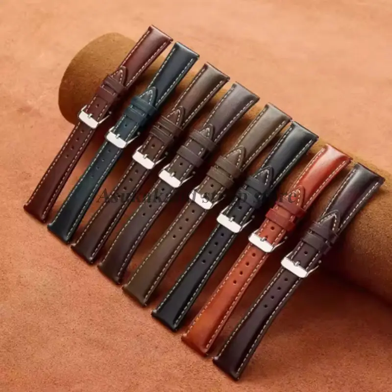 18mm 19mm 20mm 21mm 22mm Universal Vintage Oil Wax Leather Watch Straps Brown Head Layer Watch Band Men Accessories Pin Buckle - Image 3