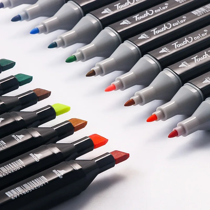 24/40/60/80 Color Double-headed Black Rod Marker Pen Authentic Set