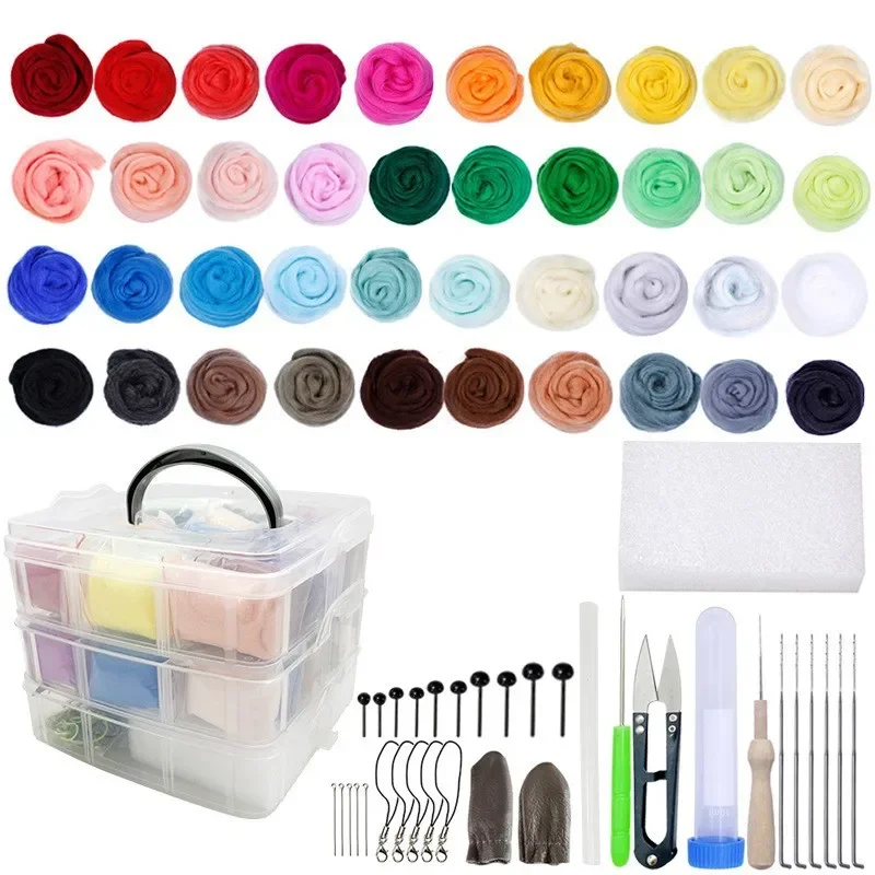 Wool Felting Kit Needle Felt Kit Needle Felting Wool Wool Felt Accessories Needle Felting Kit Wool Roving DIY Craft Wool Fibre Needle Felting Starter Handcraft Kit Fabric Materials Accessories