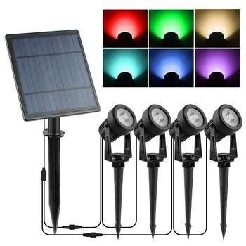 야외 태양광 LED 스포트라이트, 야외 태양광 정원 조명, IP65 방수 잔디 램프, 벽 조명, 3000K, 6000K, RGB, 최신