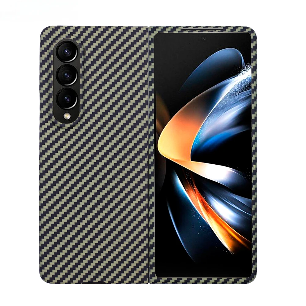 

New Real Aramid Fiber Yellow Carbon Phone For Samsung Galaxy Z Fold 4 Upgraded Version Ultra Thin Z Fold 3 CASE Cover