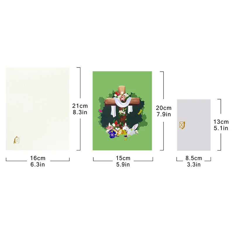 3pcs New Easter Creative Greeting Cards 3D Paper Sculpture Bunny Basket Personalized Blessing Cards Corgi Carrot Egg Gift Card