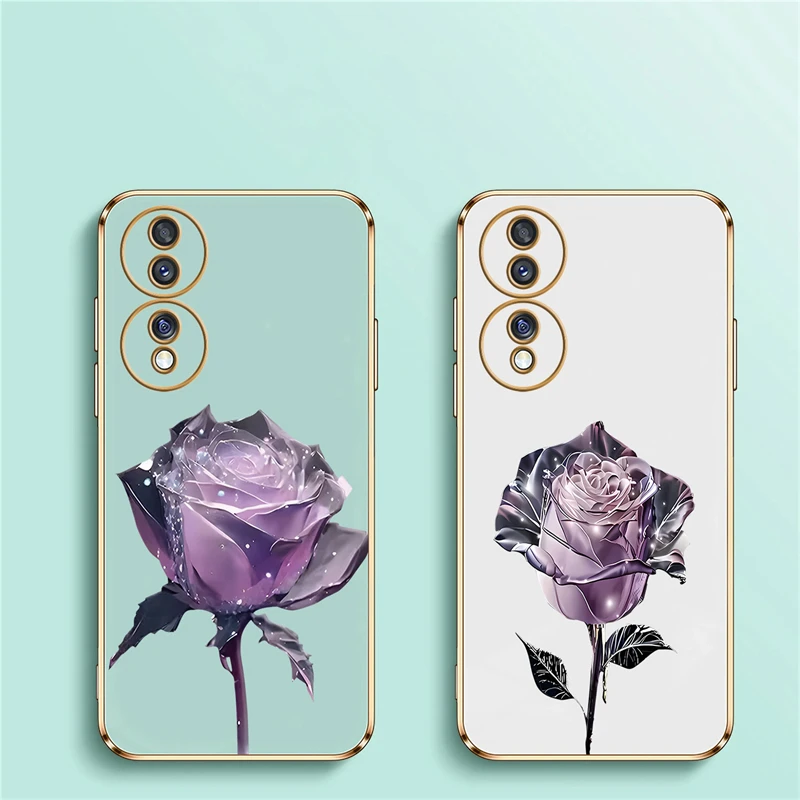 Luxury Plating Silicone Flower Shockproof Phone Case Cover