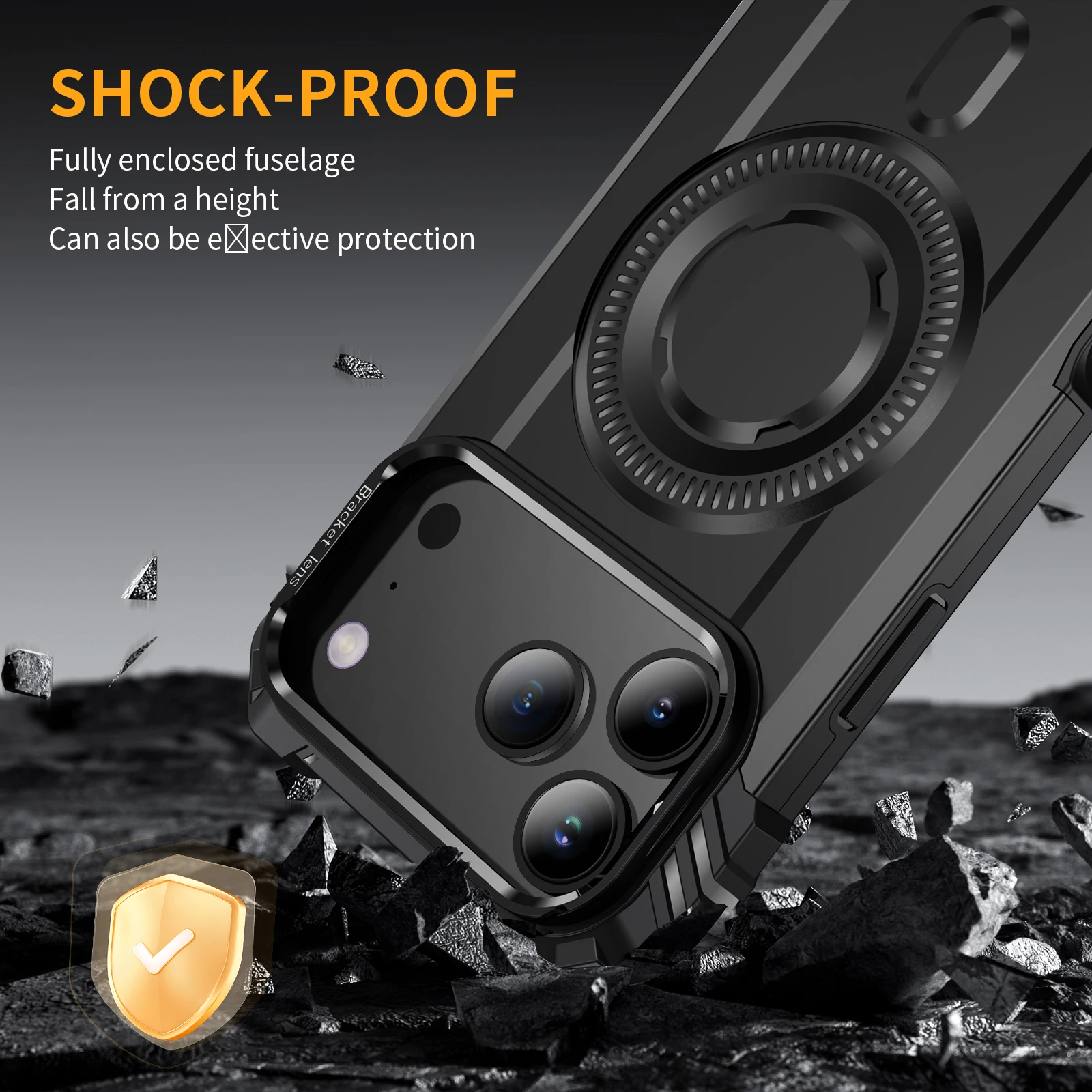 Military Grade Hard Black Phone Case - Durable Protective Cover