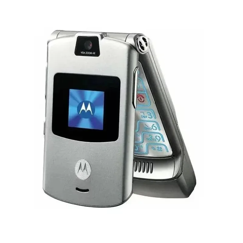 

MOTOROLA RAZR V3 Refurbished Hight Quality Unlocked Clamshell Bluetooth Mobile Cell Phone GSM 1.23 MP Camera 850/900/1800/1900