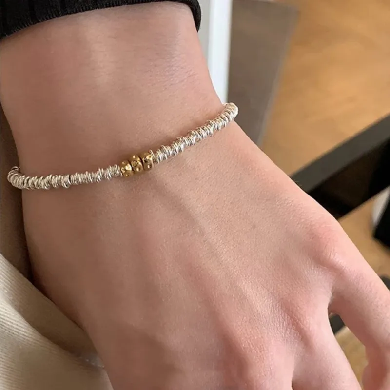 Silver Color Irregular Beads Bracelet for Women Ladies New Fashion 14k Gold Handmade Bead Chain Party Jewelry Gifts