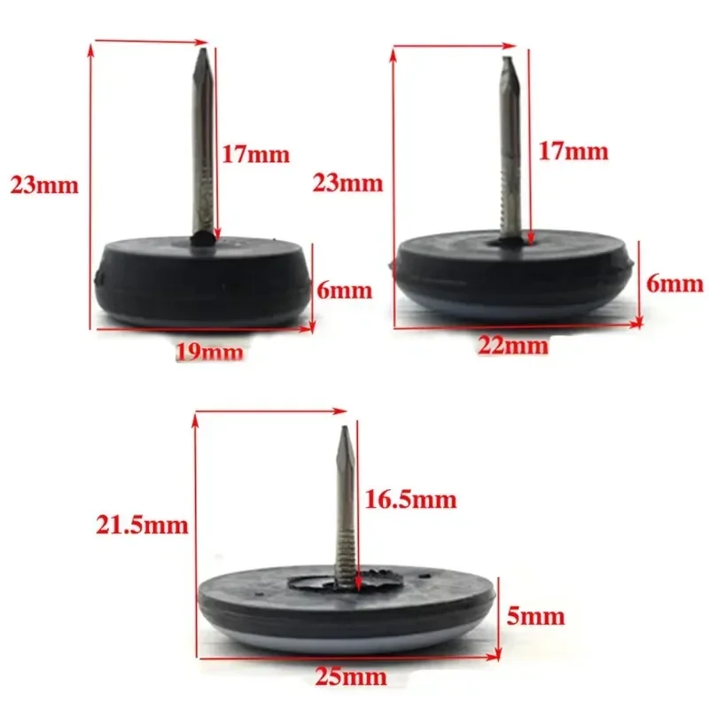 Furniture Leg Sliders with Nail Feet - Floor Protector Pads