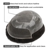 Toupee Men Mono PU Base Wig For Men Male Hair Prosthesis Breathable Lace Front Man Wig Capillary Prosthesis Replacement System 2