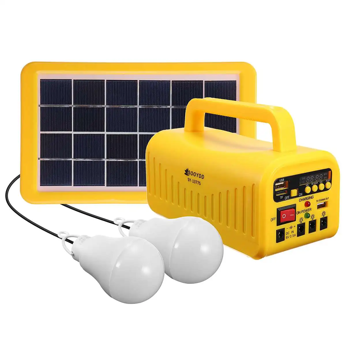 Générateur d'énergie solaire portable avec panneau solaire, 8000mAh, MP3,  radio FM, Bluetooth, 3 jeux de lumières LED, maison, extérieur - AliExpress