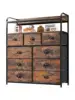 EnHomee Dresser with 9 Drawer TV Stand Dresser for Bedroom with 2 Shelves Fabric Dressers and Chest of Drawers with Wood 1