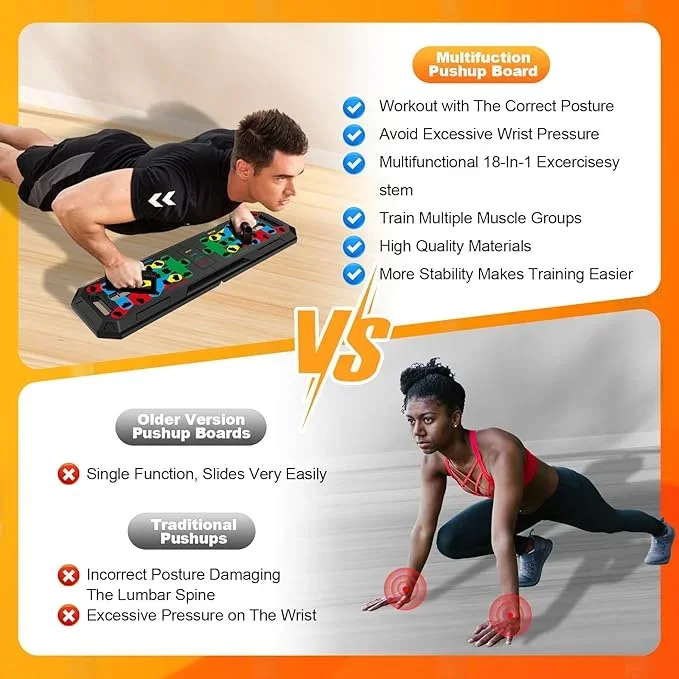 Multifunctional Home Gym Set with Pushup Bar System Fitness Training Push-Up Board