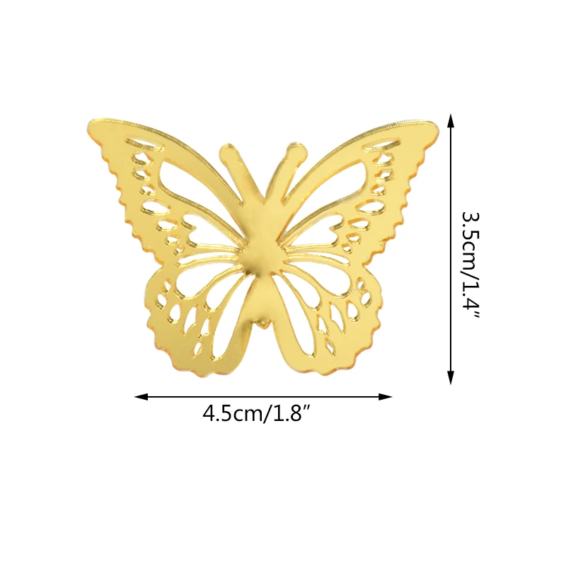 12Pcs Gold Butterfly Cake Topper DIY Home Decoration Simulation Metal  Texture Hollow Butterflies Wedding Crafts Party Decoration