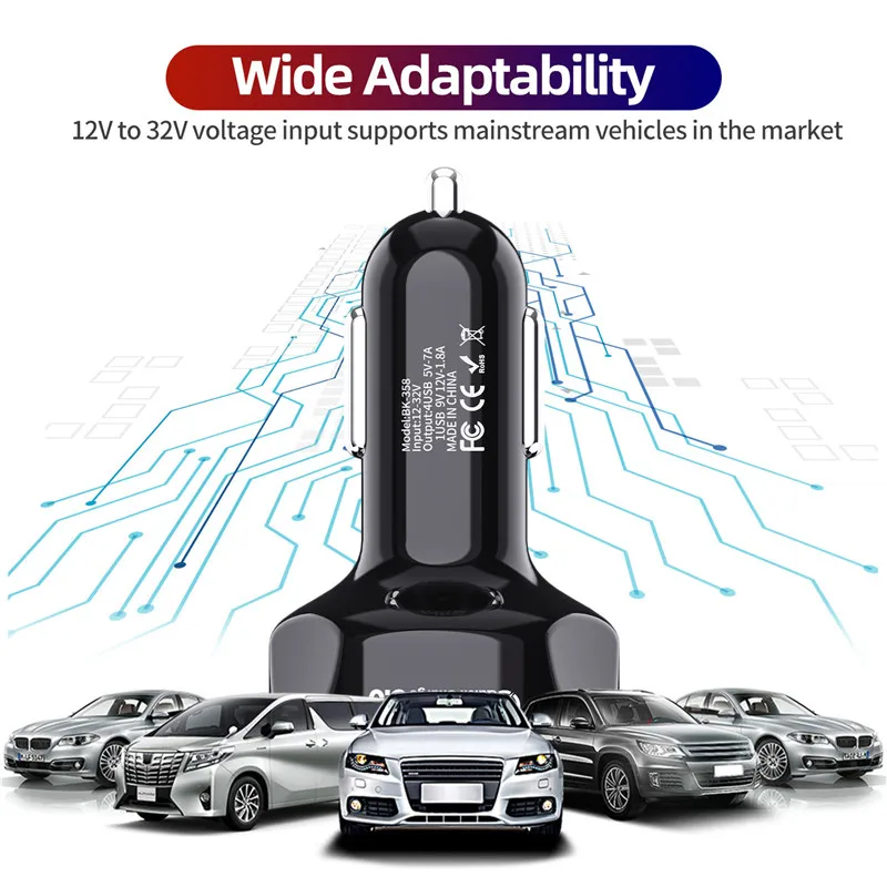Car Accessories 4 Ports USB Car Charger Quick Charge for Fiat punto stilo 500 ducato bravo panda