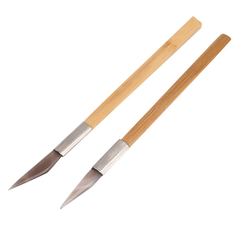 2Pcs Precision Wooden Handle Agate Burnisher Agate Material Wood Color Jewelry Polishing Tool Jewelry Tools Clay Craft