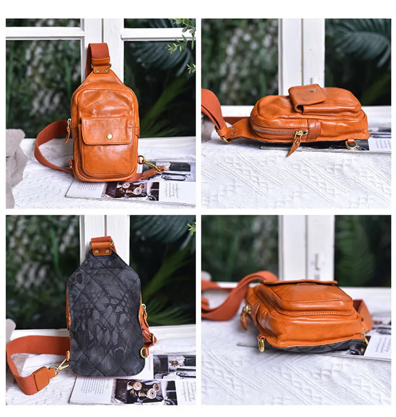 Organizer designer genuine leather women's chest bag fashion outdoor daily travel natural real cowhide female crossbody bag