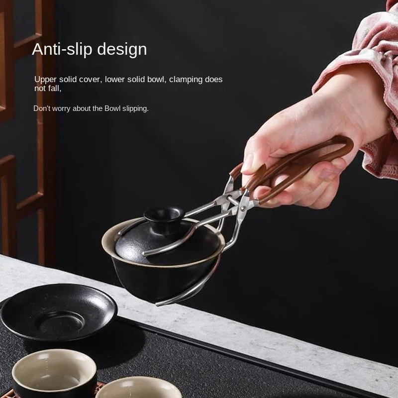 New Portable Stainless Steel Anti-scalding Cup Clamp Home Tea Brewing Assistant Stable Tea Cup Kung Fu Set Accessories