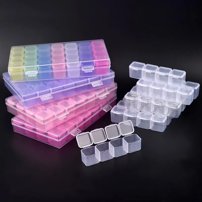 28 Slots Adjustable Plastic Storage Box Storage Box Case For Jewelry Diamond Embroidery Craft Bead Pill Holder Tool