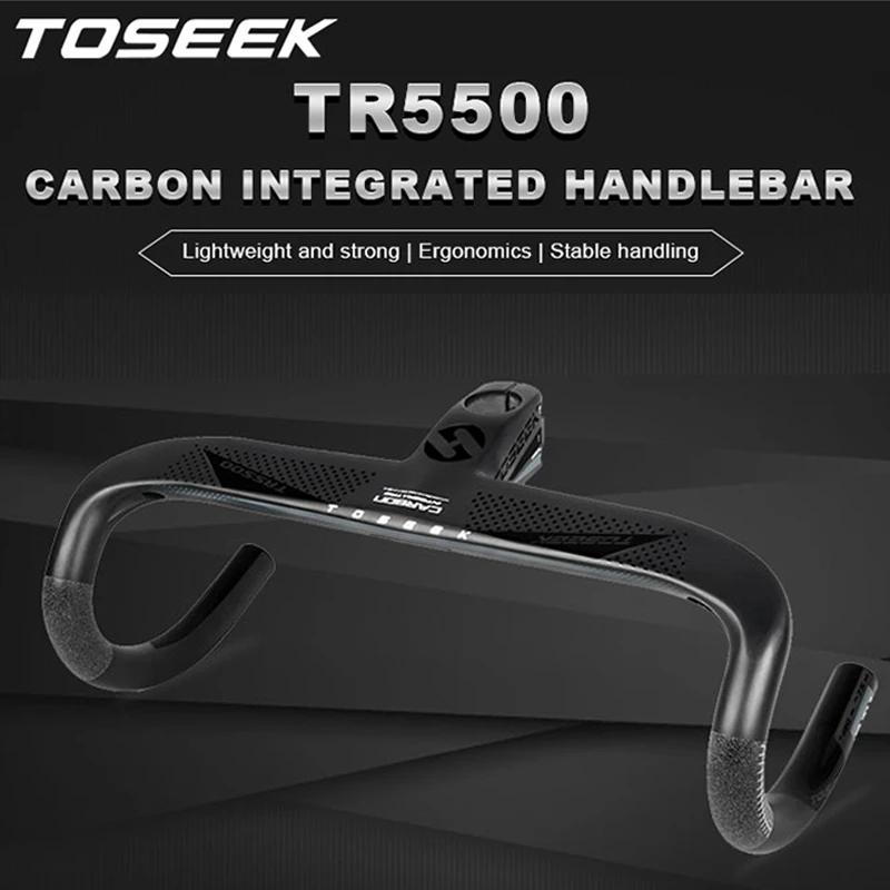 

TOSEEK Full Carbon Handlebar 31.8mm Road Bike Handlebar Integrated Racing Drop Bike Bar 400-440mm Matt Bicycle Accessories